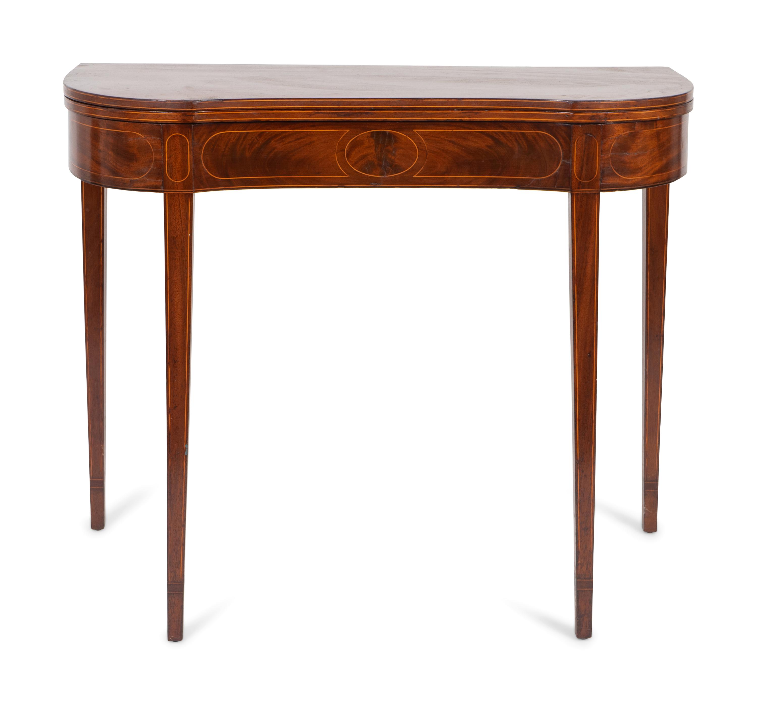 A Federal Satinwood-Inlaid Mahogany Flip Top Table — EARLY 19TH CENTURY