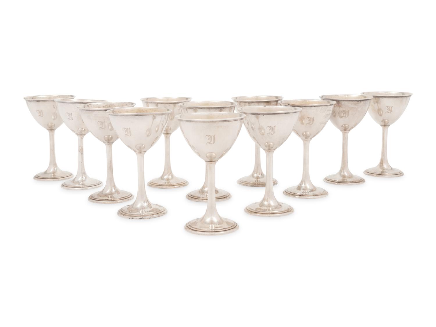A Set of Twelve American Silver Goblets