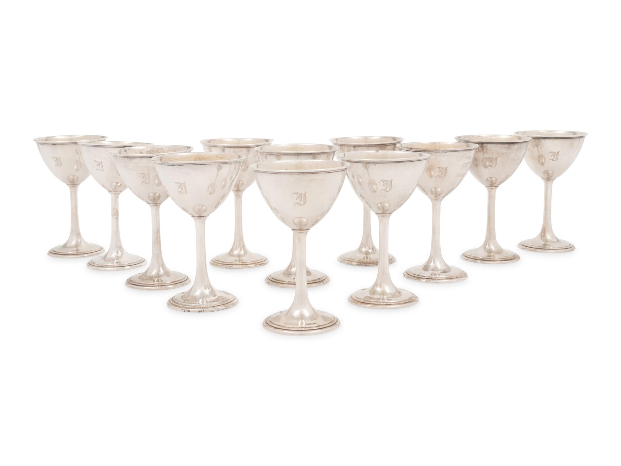 A Set of Twelve American Silver Goblets