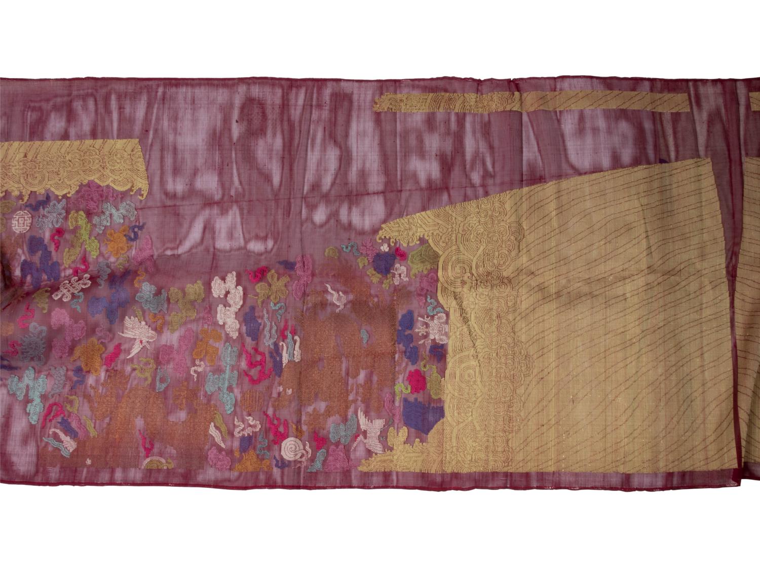 Two Sets of Uncut Silk Gauze Dragon Robe Yardage