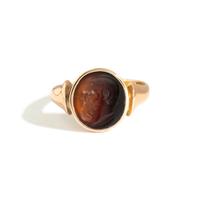 A Neoclassical Gold and Carnelian Finger Ring with a Satyr