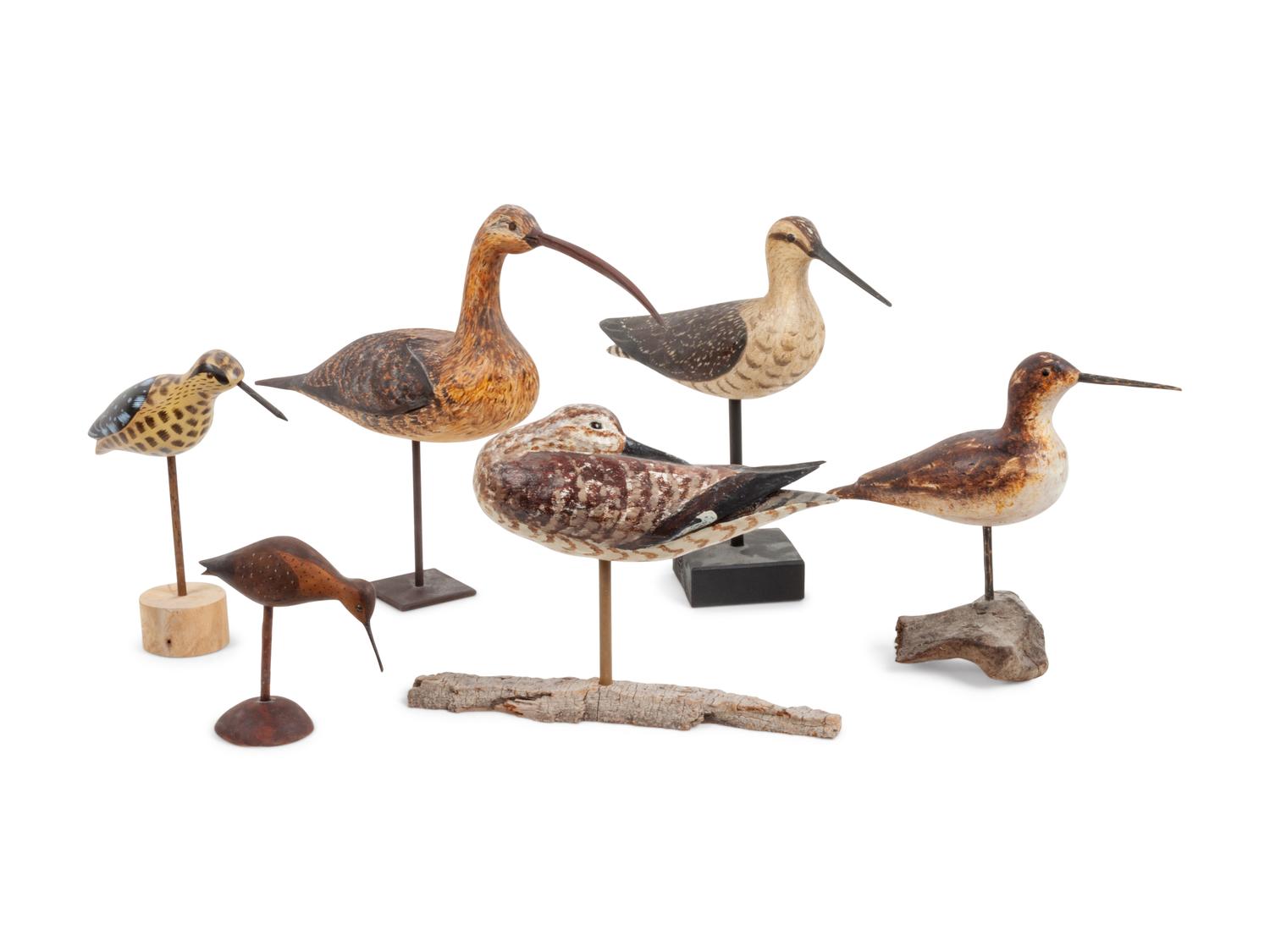 Eleven Carved and Polychrome Painted Shorebirds
