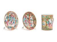 Three Chinese Rose Medallion Porcelain Articles