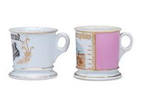 Two Cobbler's Porcelain Occupational Shaving Mugs