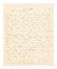 LINCOLN, Abraham (1809-1865). Autograph letter, signed ("A. Lincoln"), to John Bennett. Springfield, Illinois, 7 March 1843.