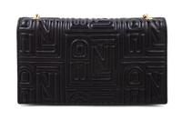 A Fendi Black Monogram Embossed Leather Wallet/Shoulder Bag, 7.5" L x .75" W x 4" H; Chain strap drop: 19".