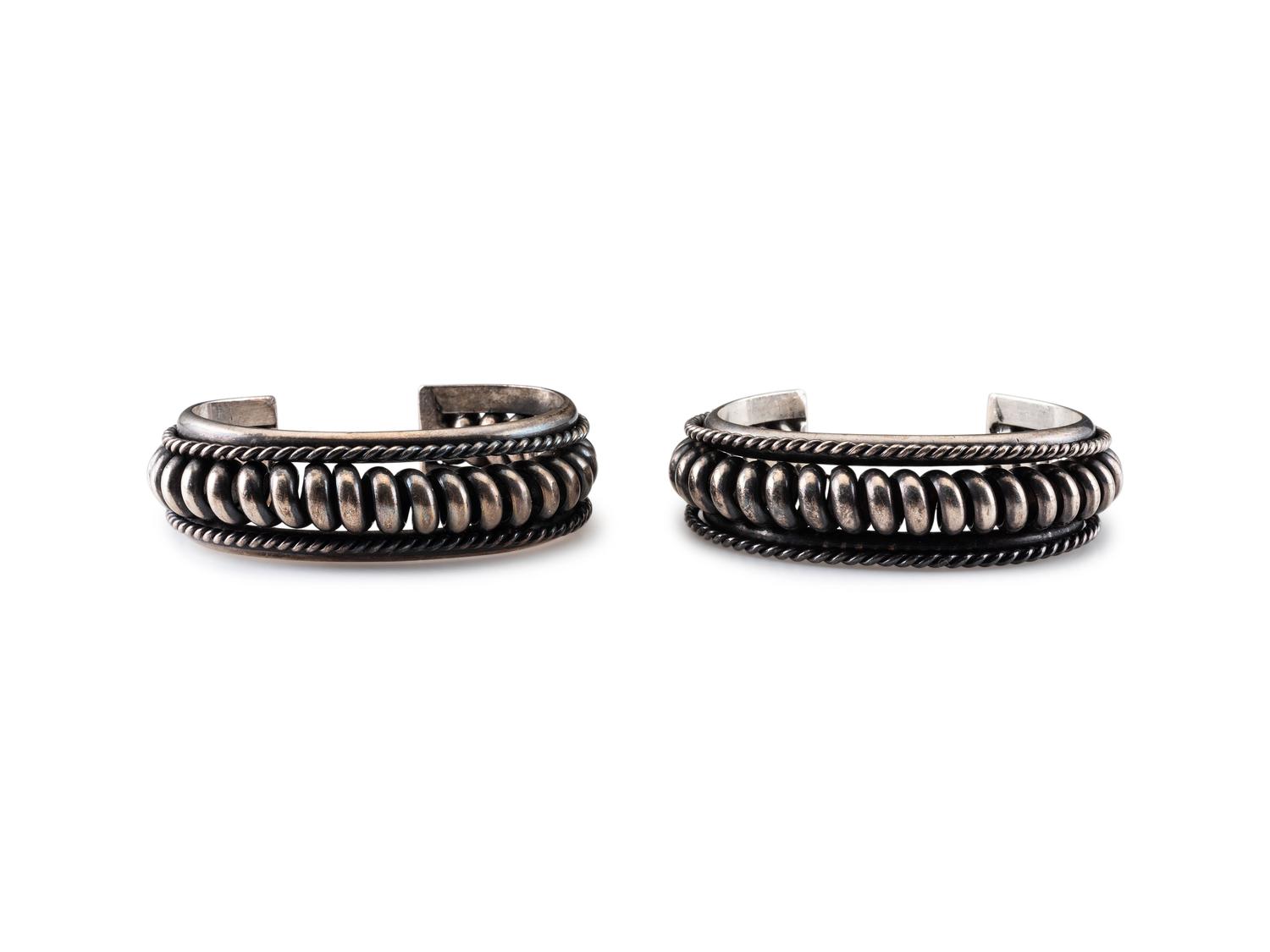 Pair of Matching Navajo Silver Cuff Bracelets