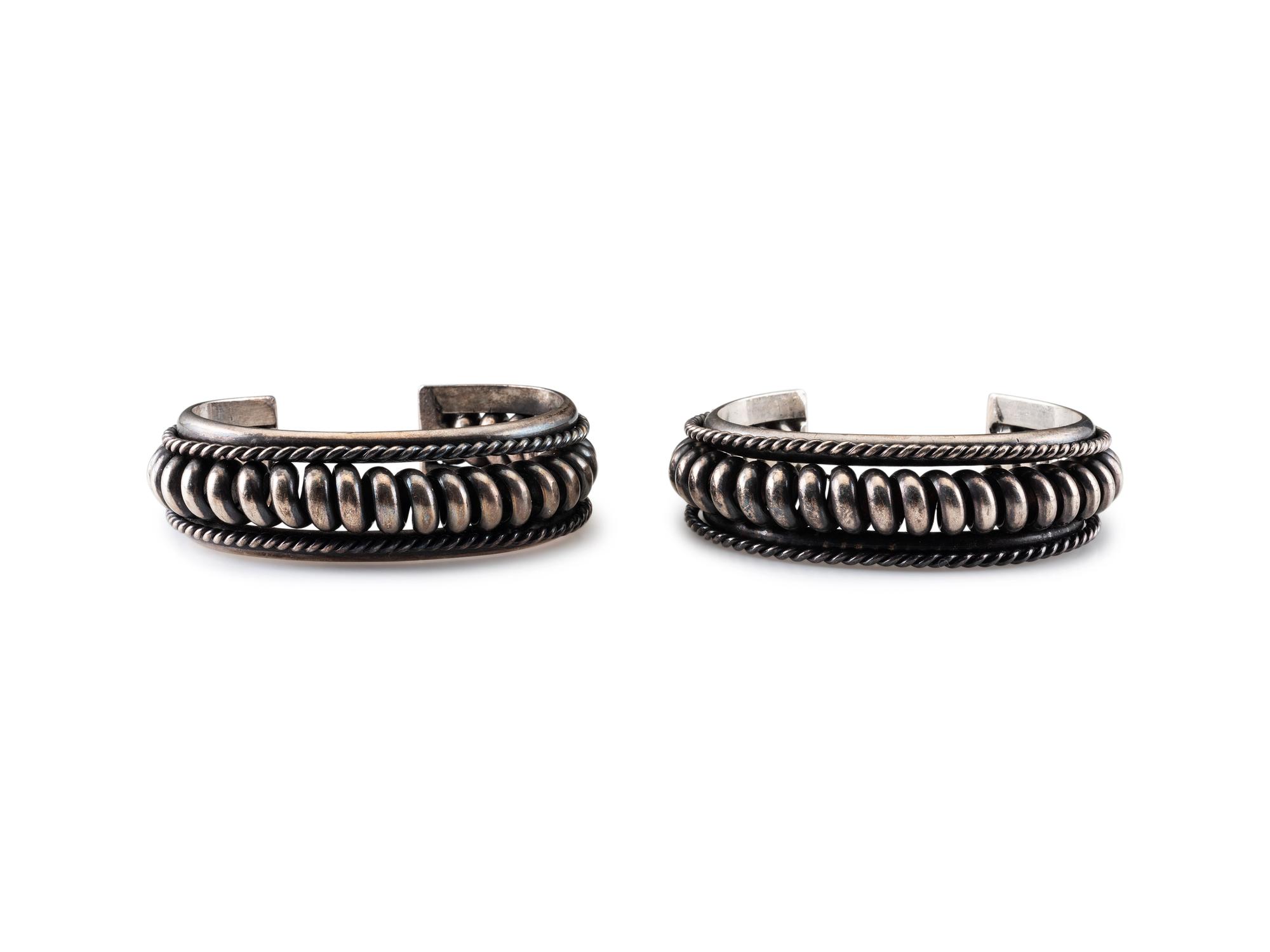 Pair of Matching Navajo Silver Cuff Bracelets