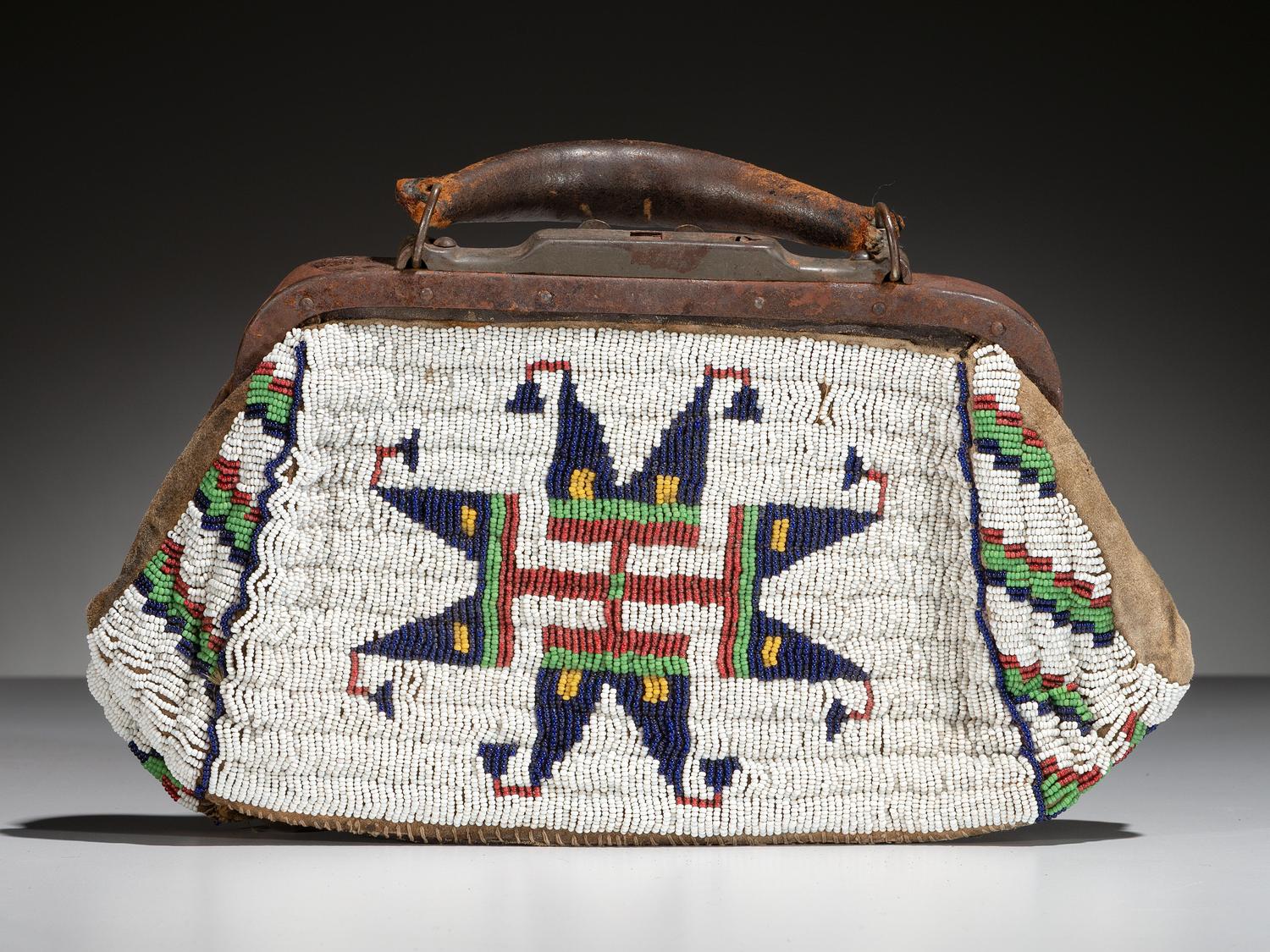 Sioux Beaded Hide Doctor's Bag, with American Flags