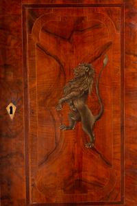 An Italian Parcel Ebonized Burl Walnut Cabinet-on-Chest