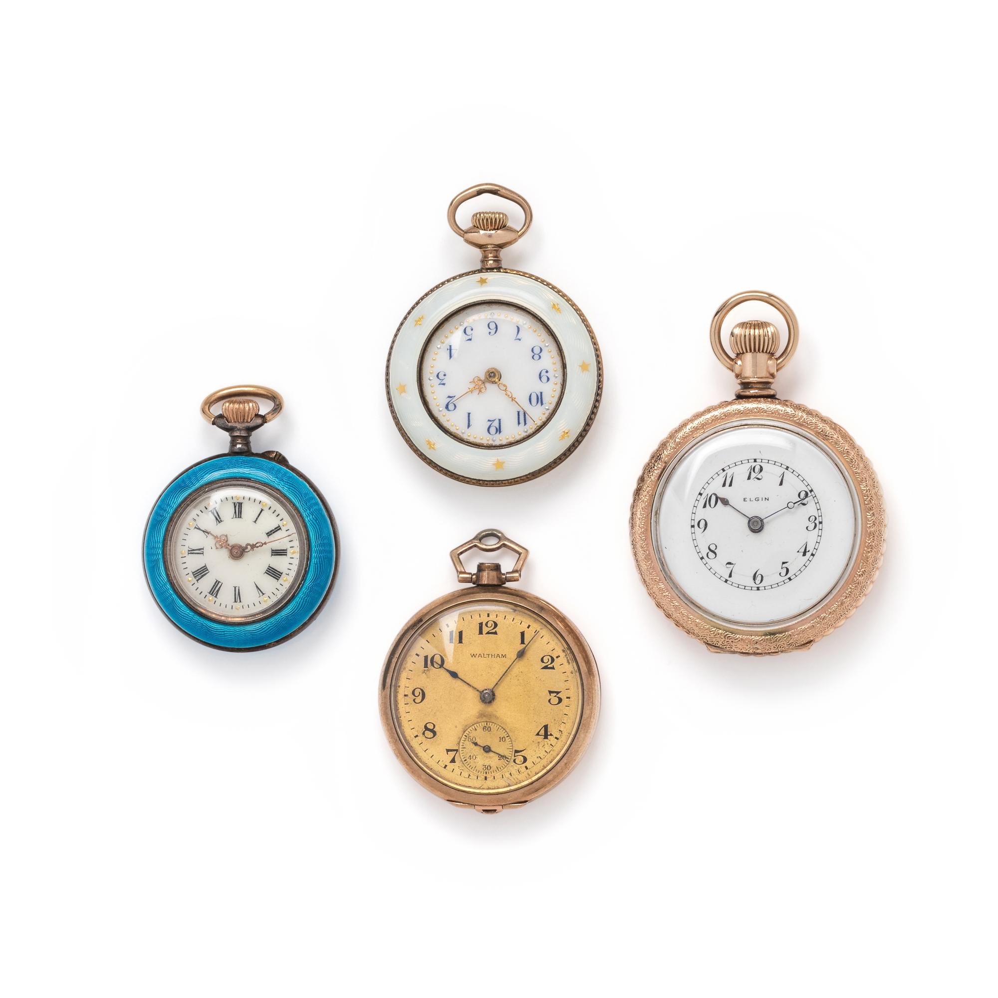 COLLECTION OF OPEN FACE POCKET WATCHES