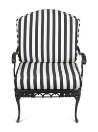 A Pair of Metal Garden Chairs and an Ottoman