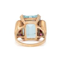 AQUAMARINE AND RUBY RING