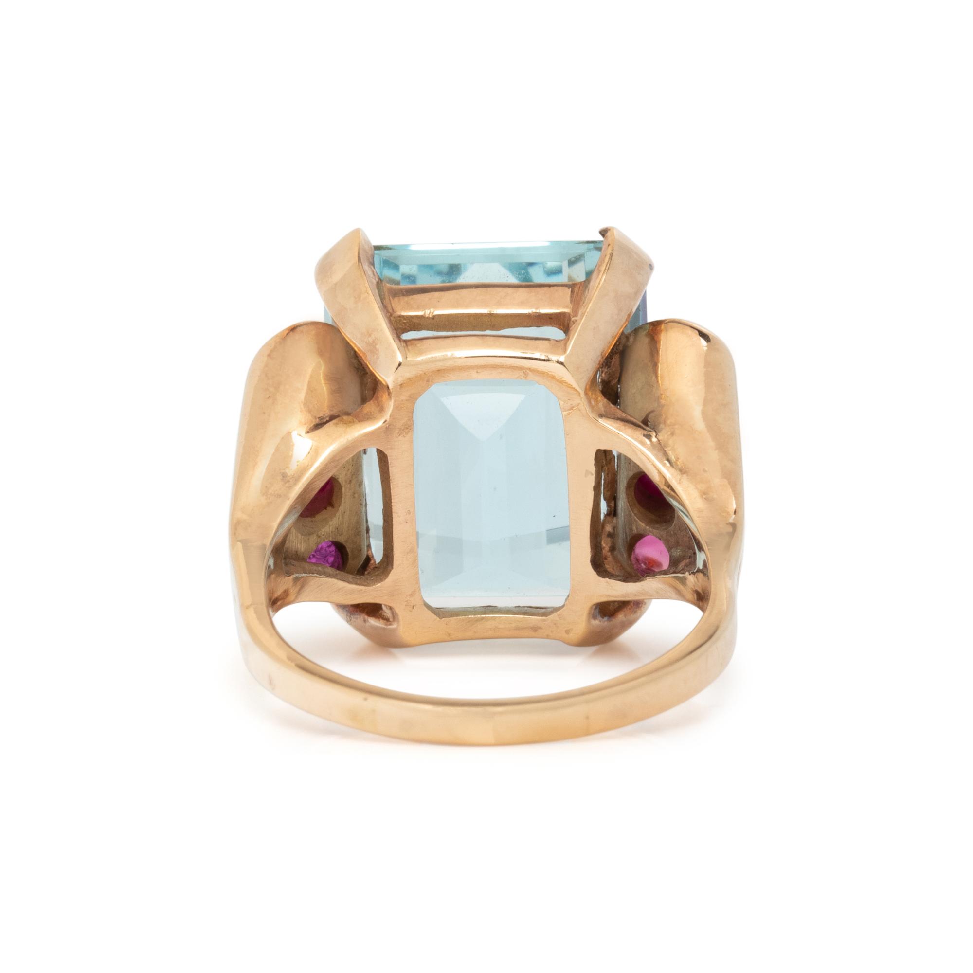 AQUAMARINE AND RUBY RING