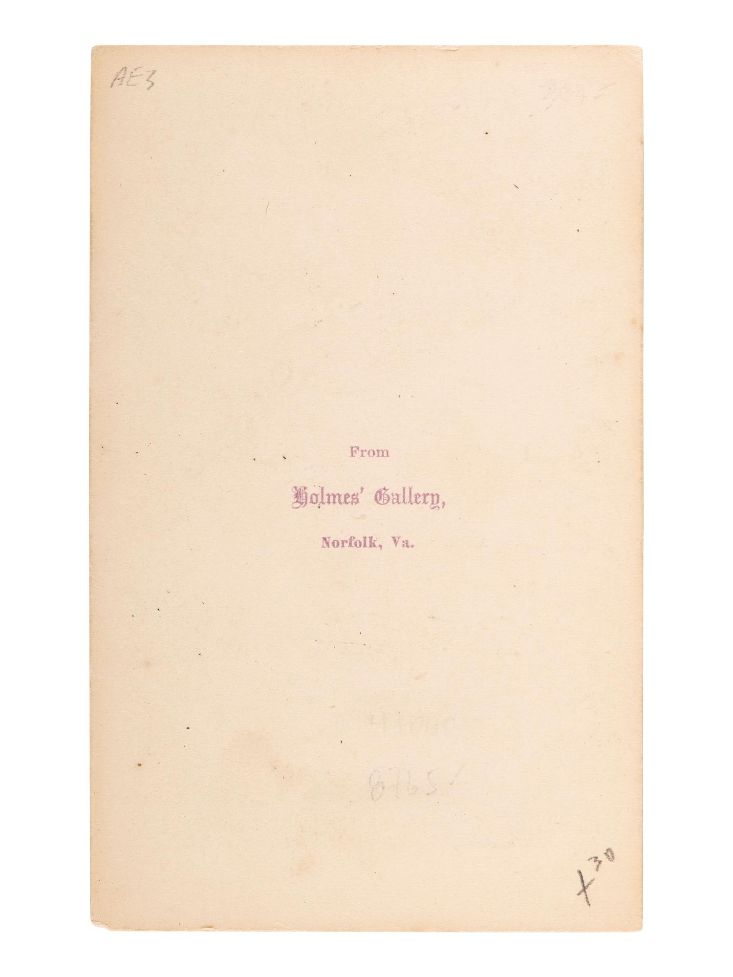 [EARLY PHOTOGRAPHY]. CDV of Capt. W.H. Lane & an African American shoeshiner. Norfolk, VA: Holmes.