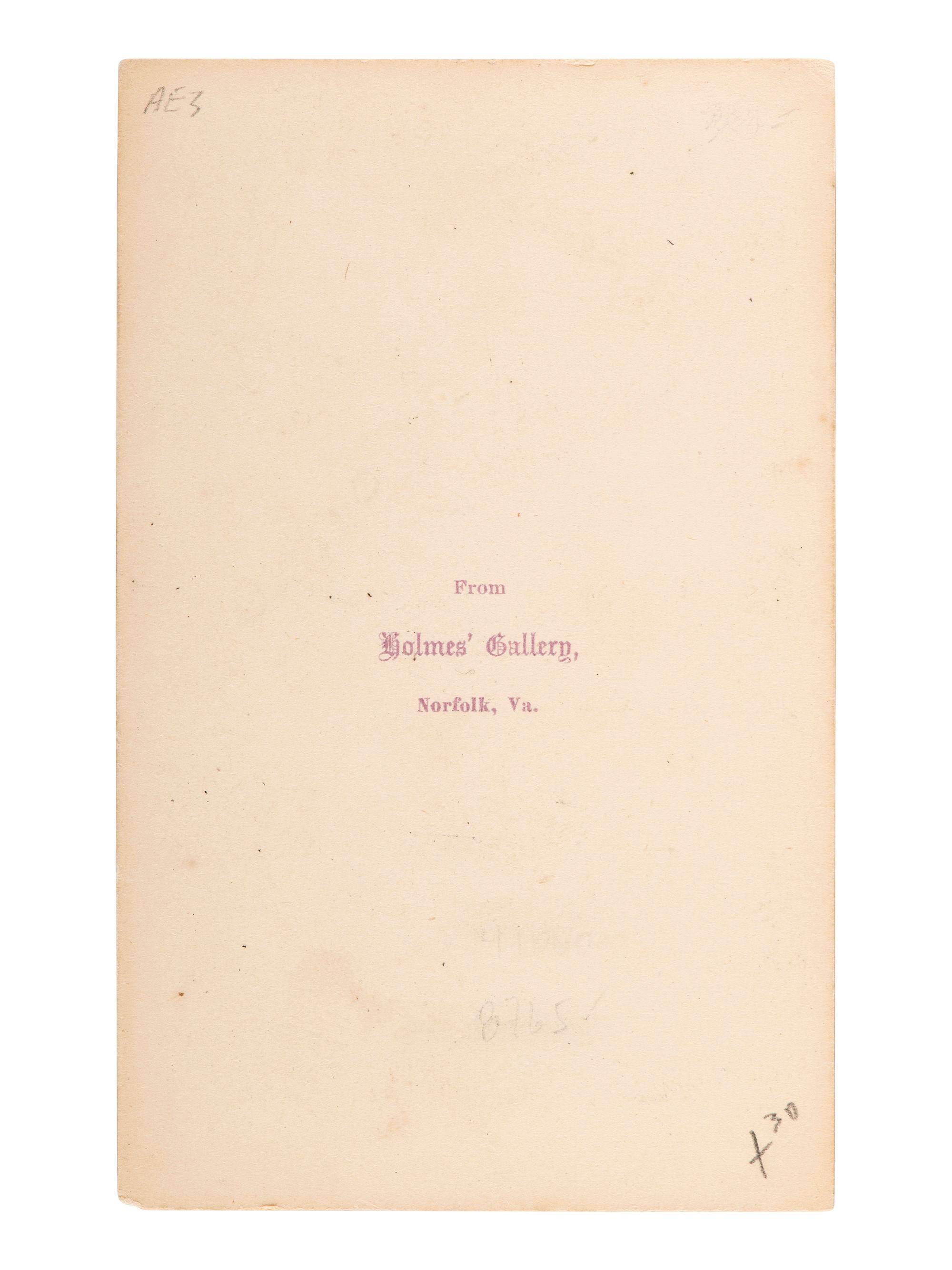 [EARLY PHOTOGRAPHY]. CDV of Capt. W.H. Lane & an African American shoeshiner. Norfolk, VA: Holmes.
