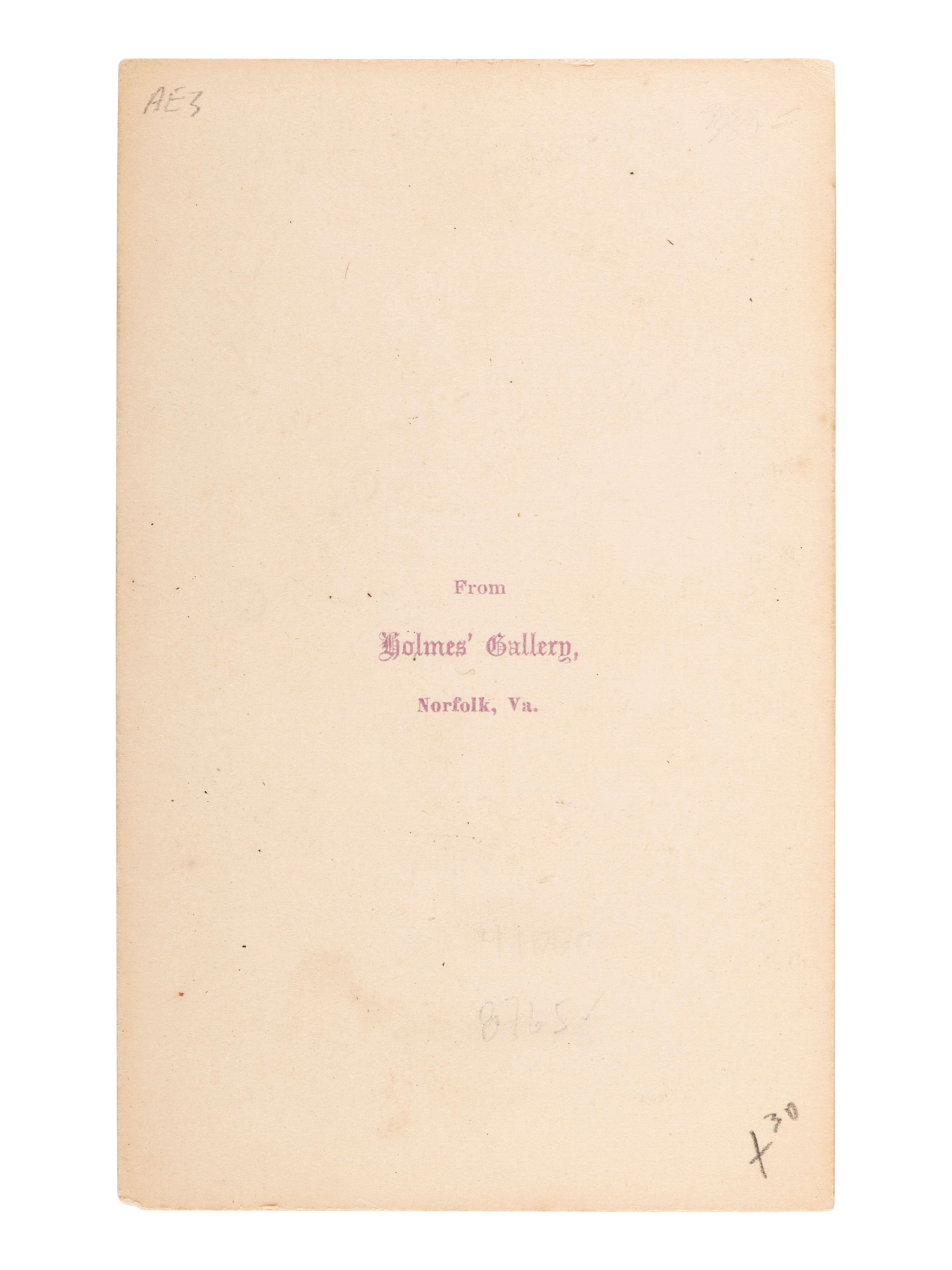 [EARLY PHOTOGRAPHY]. CDV of Capt. W.H. Lane & an African American shoeshiner. Norfolk, VA: Holmes.