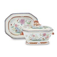 Chinese Export porcelain famille rose covered tureen and stand early 19th century