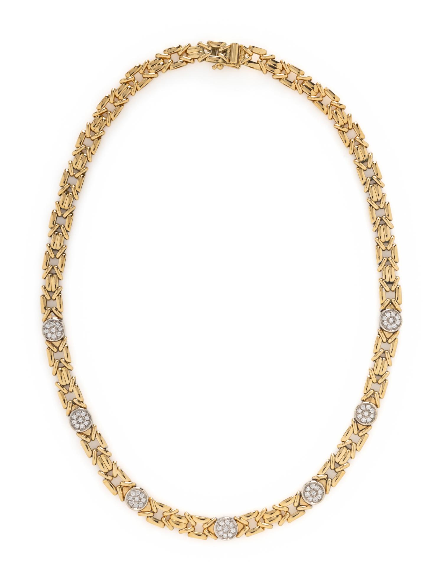 YELLOW GOLD AND DIAMOND FANCY LINK NECKLACE