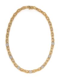 YELLOW GOLD AND DIAMOND FANCY LINK NECKLACE