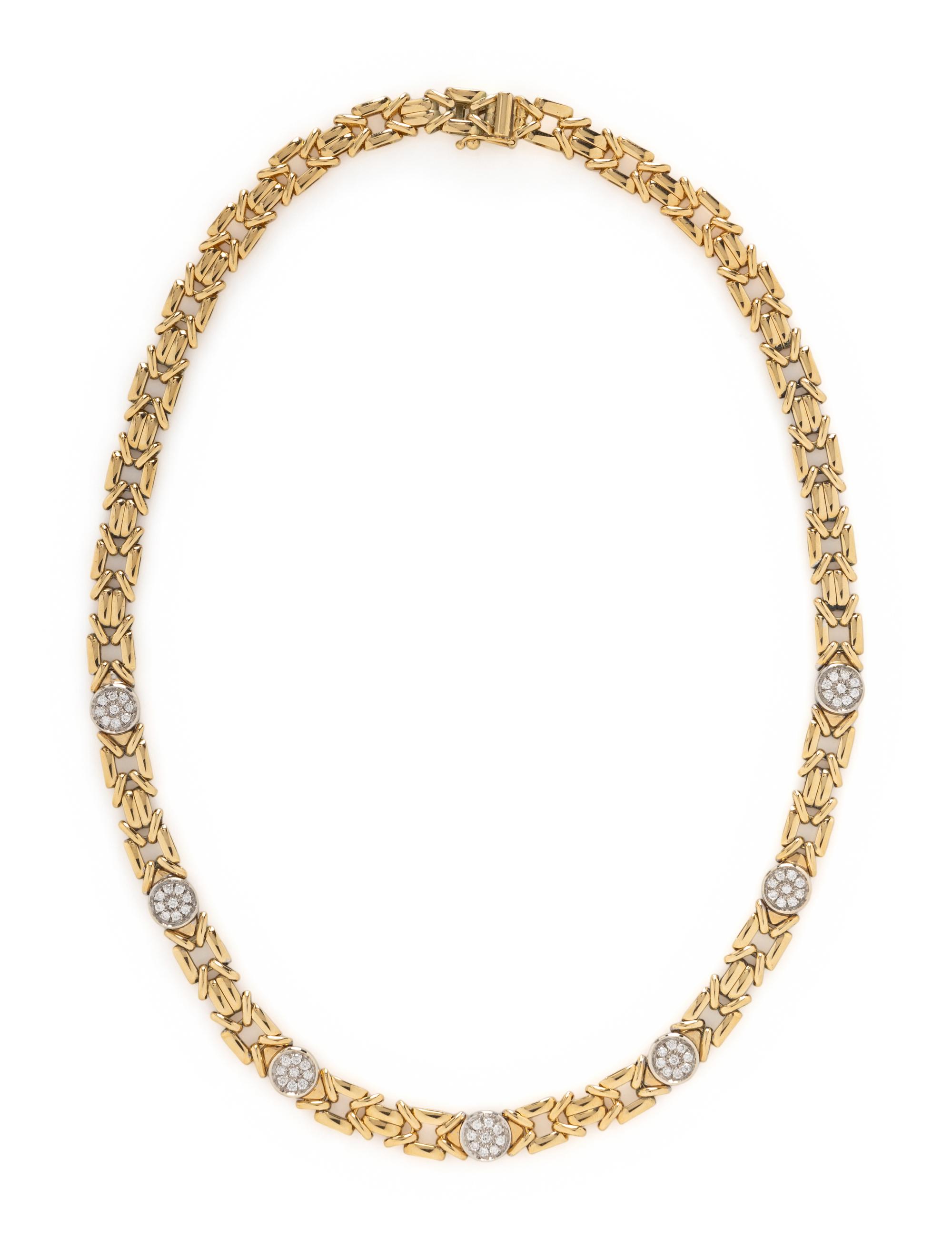 YELLOW GOLD AND DIAMOND FANCY LINK NECKLACE