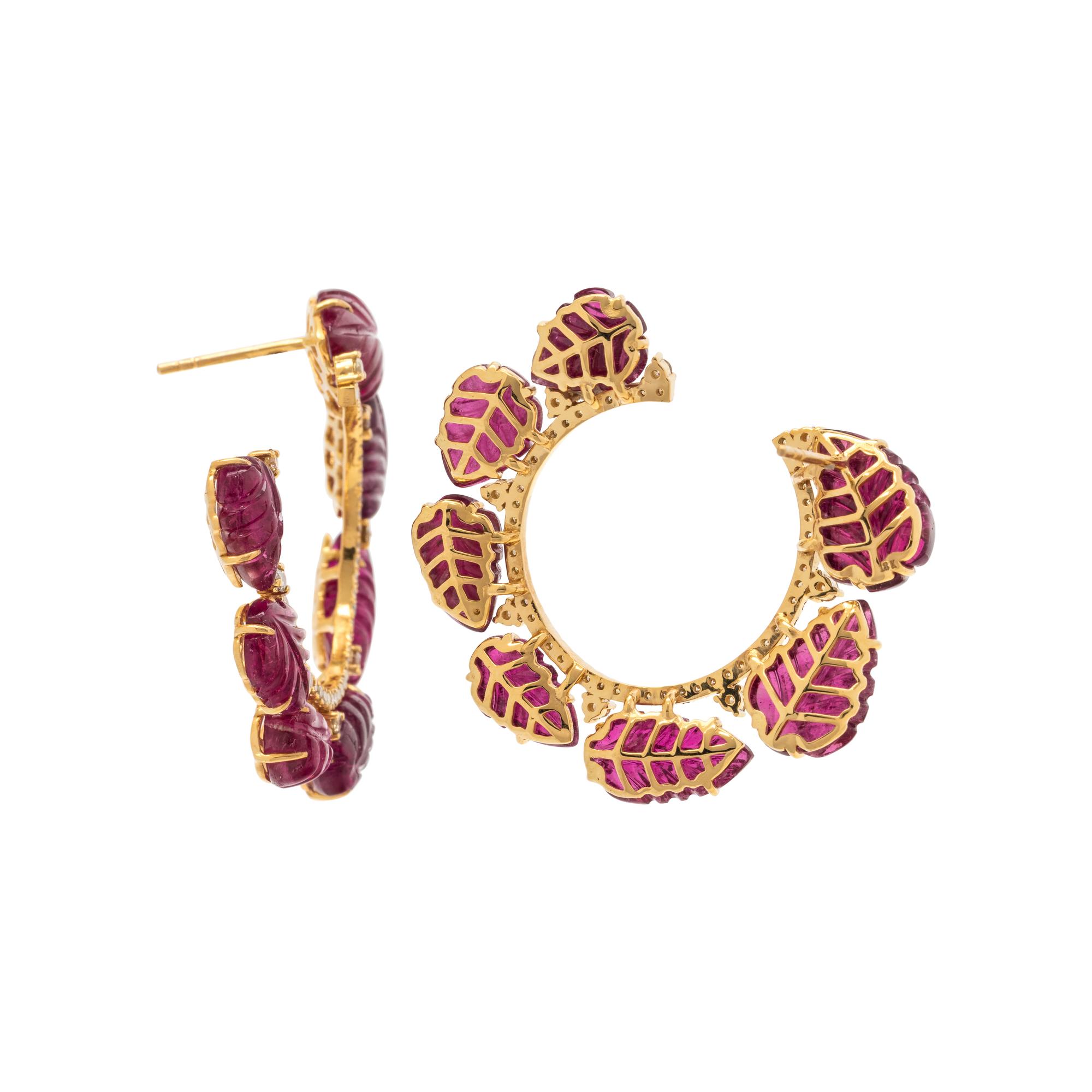 RUBELLITE AND DIAMOND EARRINGS