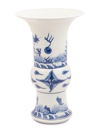 A Chinese Blue and White Porcelain Gu Vase