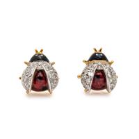 PAIR OF BICOLOR GOLD, DIAMOND AND ENAMEL 'LADYBUG' HAIR ORNAMENTS