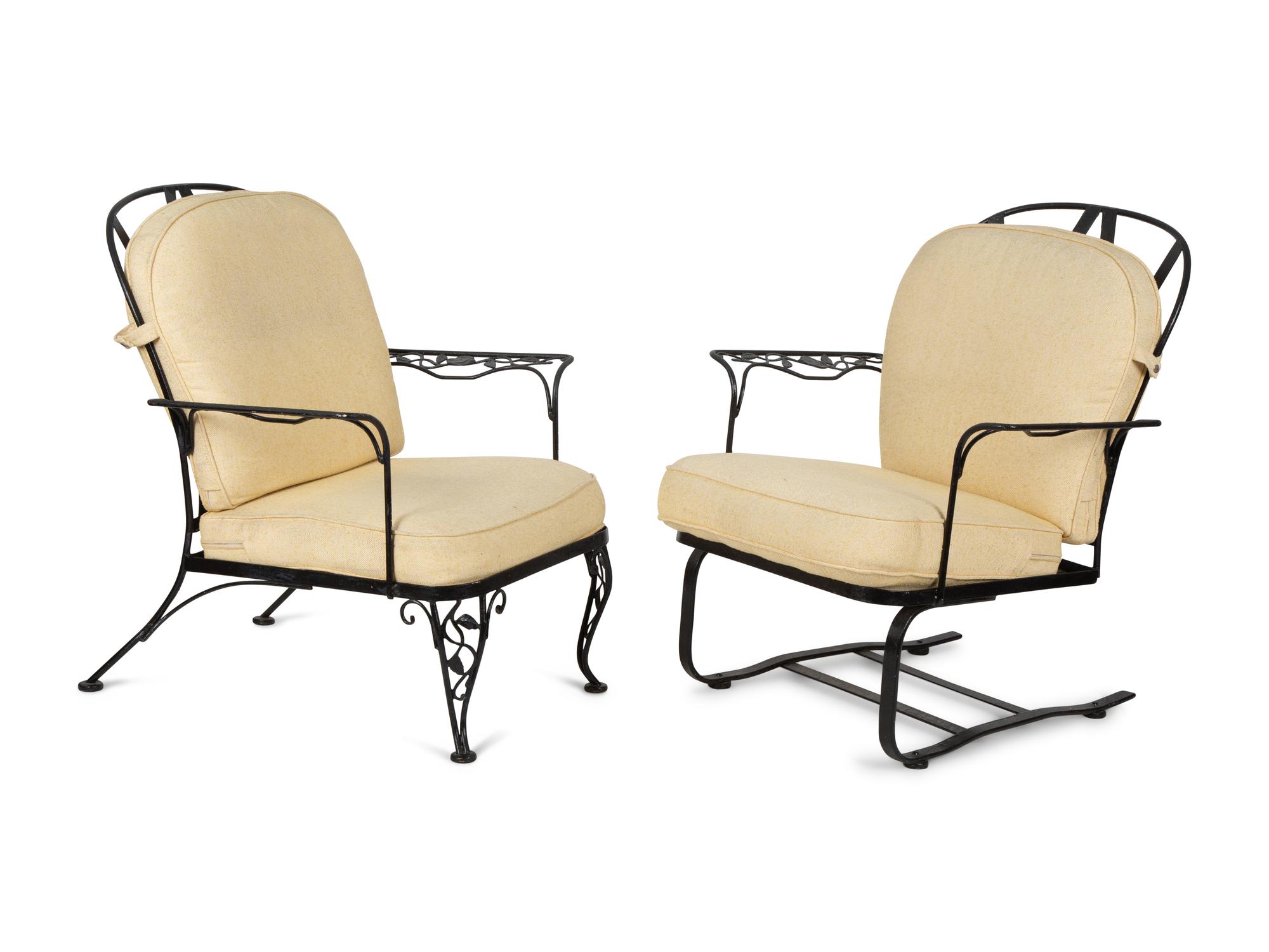 A Pair of Salterini Wrought Iron Armchairs