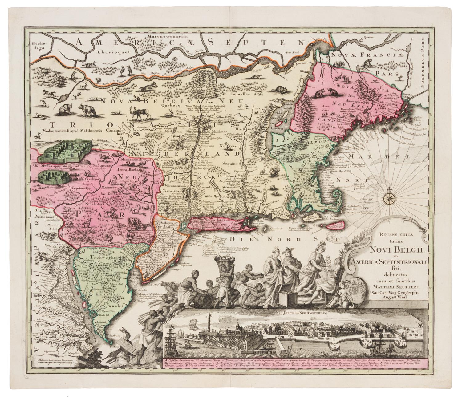 SEUTTER, Matthias (1678-1757). Recens edita totius Novi Belgii in America Septentrionali. [Augsburg, ca 1730].