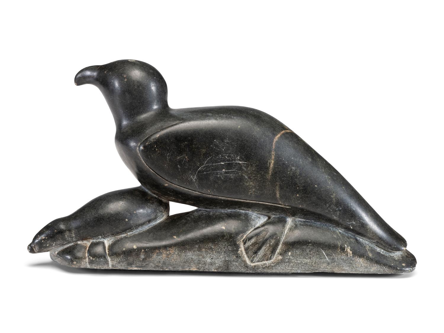 Inuit Soapstone Sculpture, of a Bird and Seal