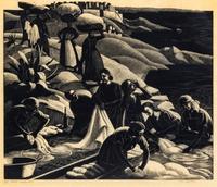 Clair Leighton, (British/American, 1898-1989), Corsican Washerwomen, 1936