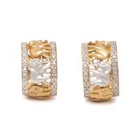 BICOLOR GOLD AND DIAMOND ELEPHANT HOOP EARRINGS