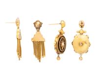 VICTORIAN, TWO PAIRS OF YELLOW GOLD EARRINGS