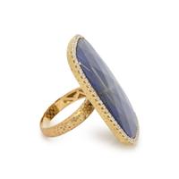 RUTILATED QUARTZ, LAPIS LAZULI AND DIAMOND RING