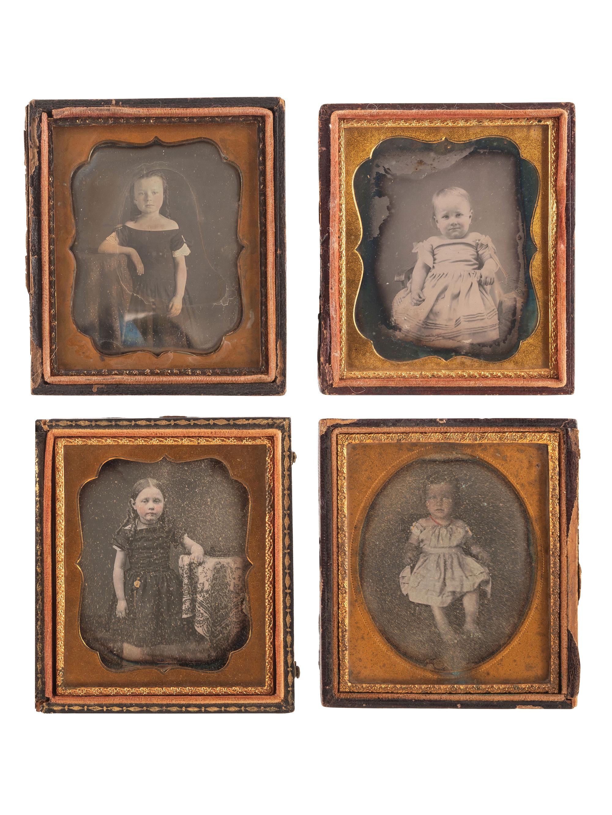 [EARLY PHOTOGRAPHY]. A group of 22 daguerreotype portraits of female children, including: