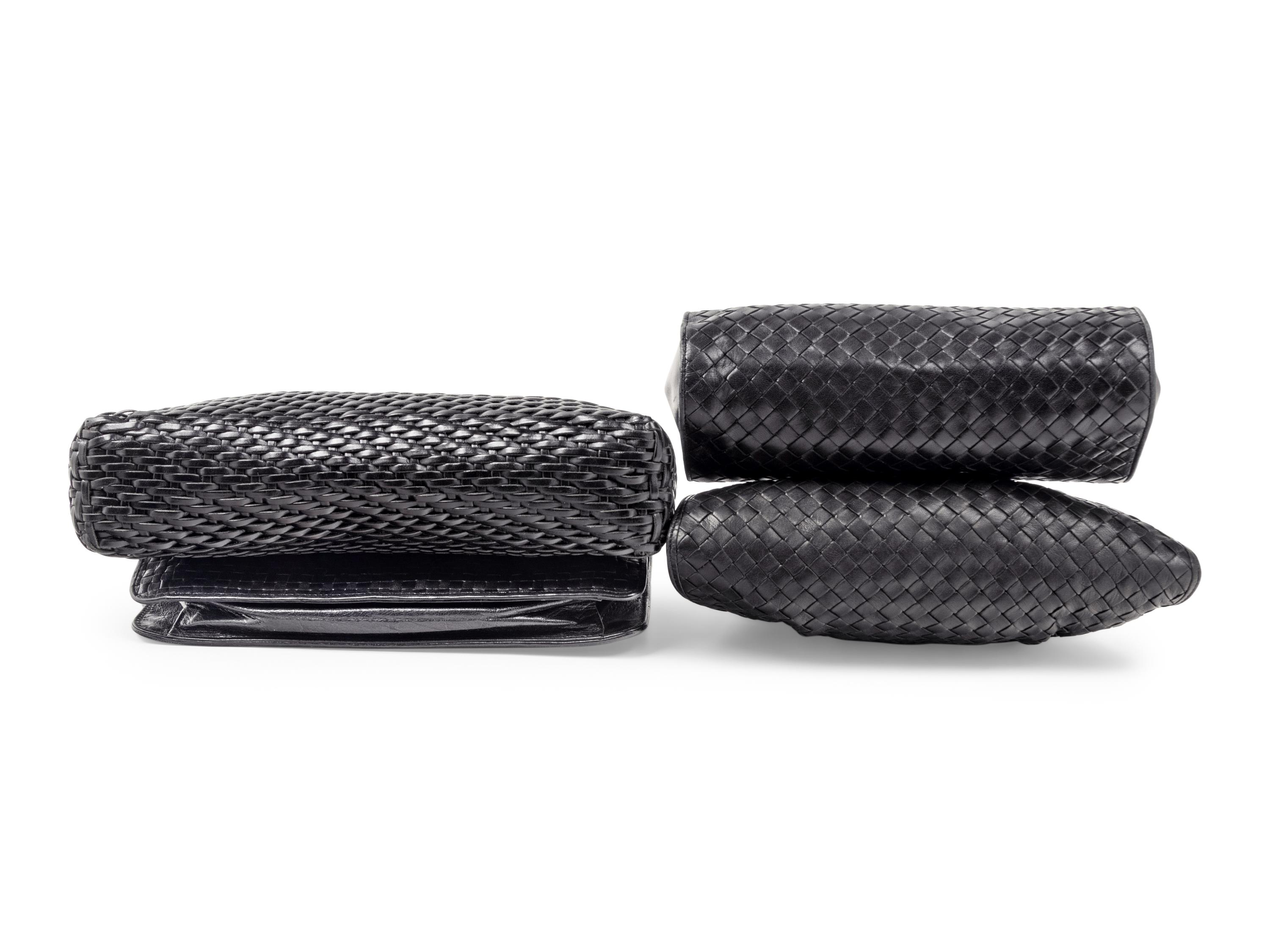 Four Woven Leather Handbags: Two Bottega Veneta, One Fendi, and One De Vecchi, 1980s