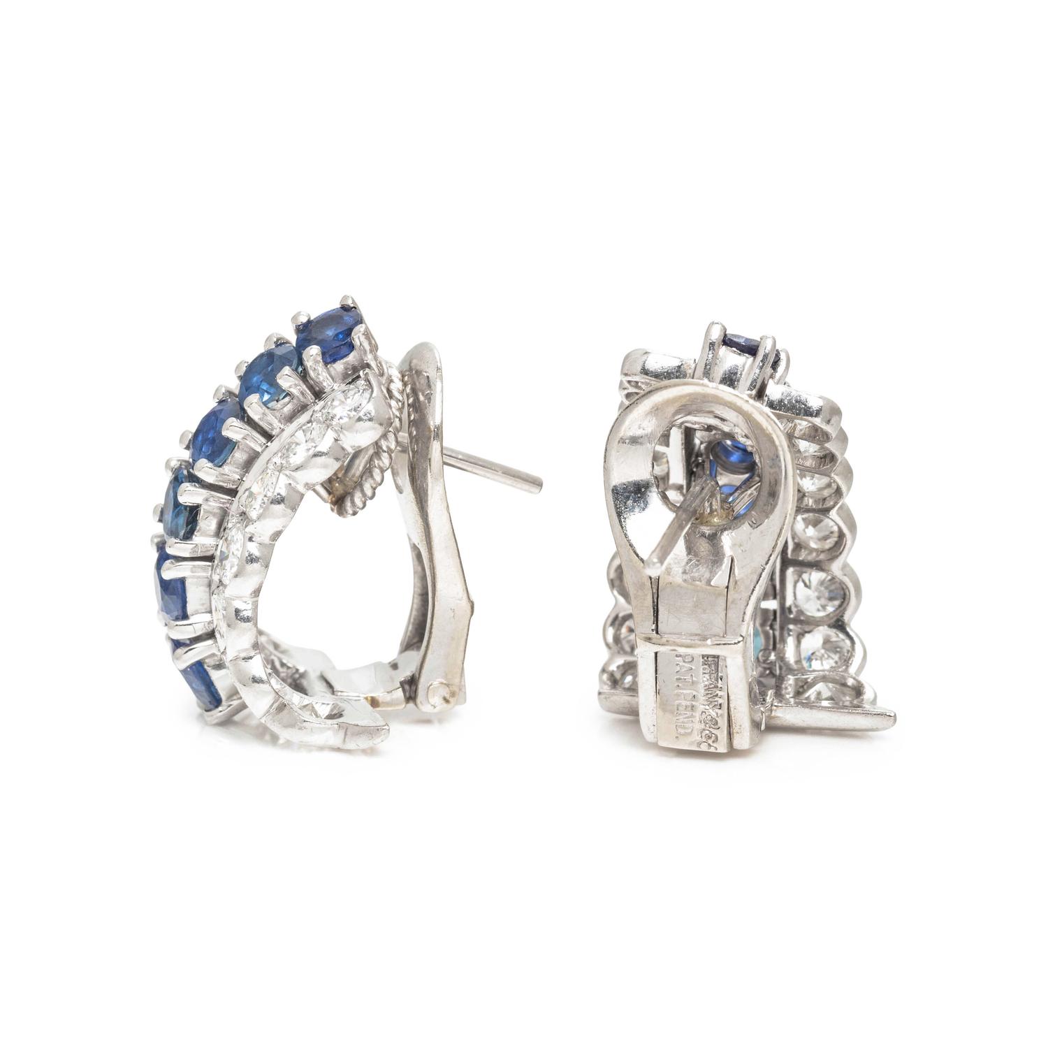 SAPPHIRE AND DIAMOND EARCLIPS