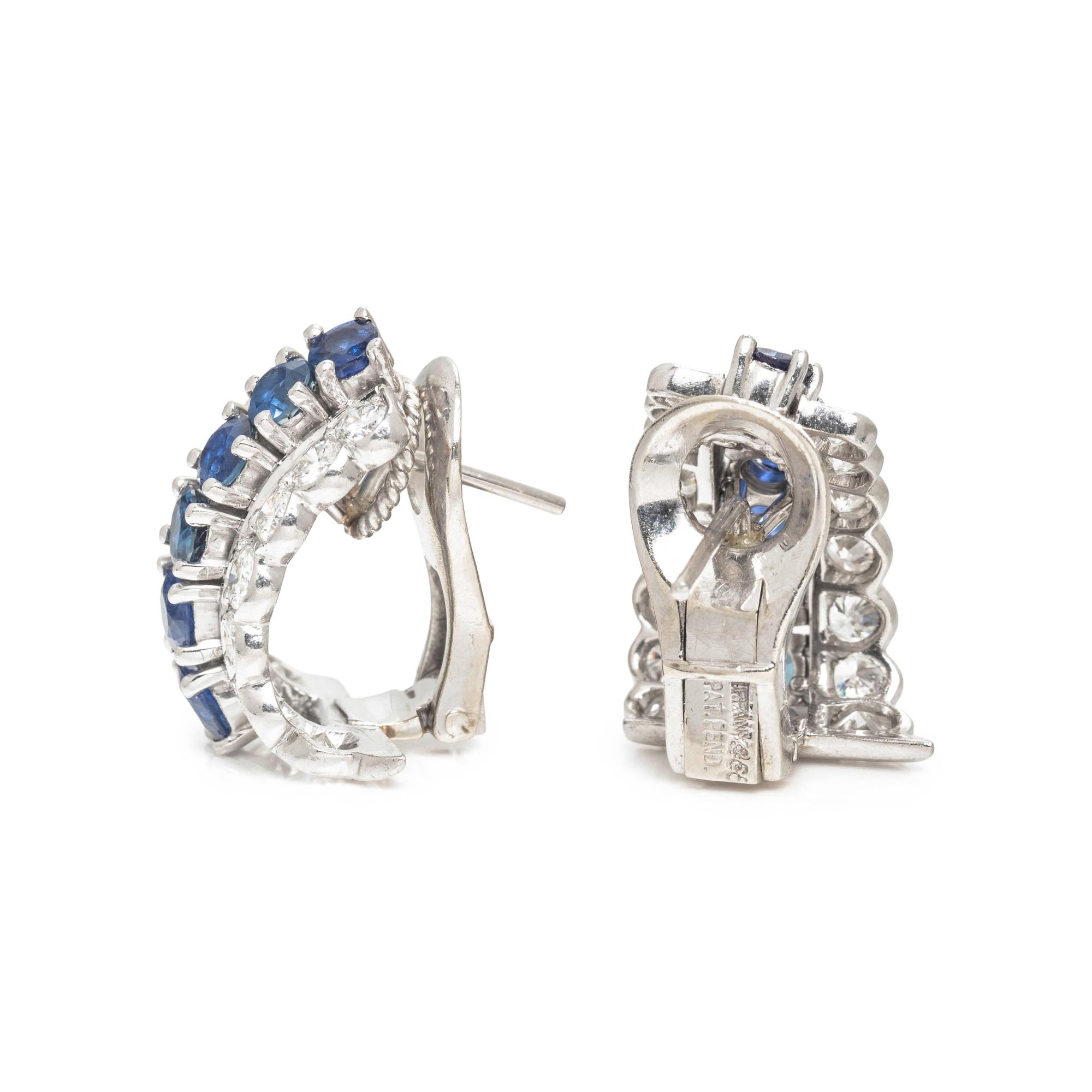 SAPPHIRE AND DIAMOND EARCLIPS