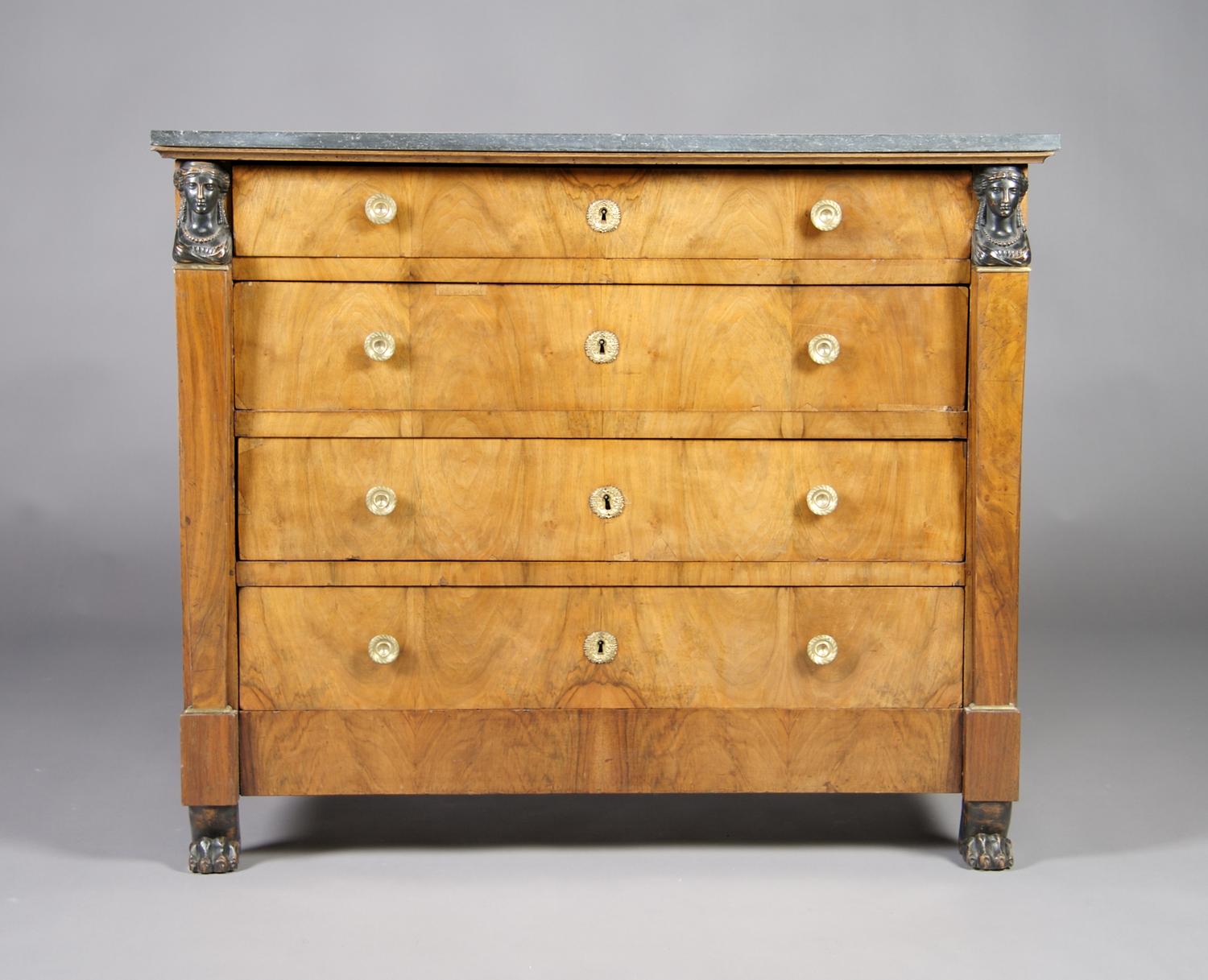 An Empire Mahogany Commode, Height 34 x width 41 x depth 19 inches.