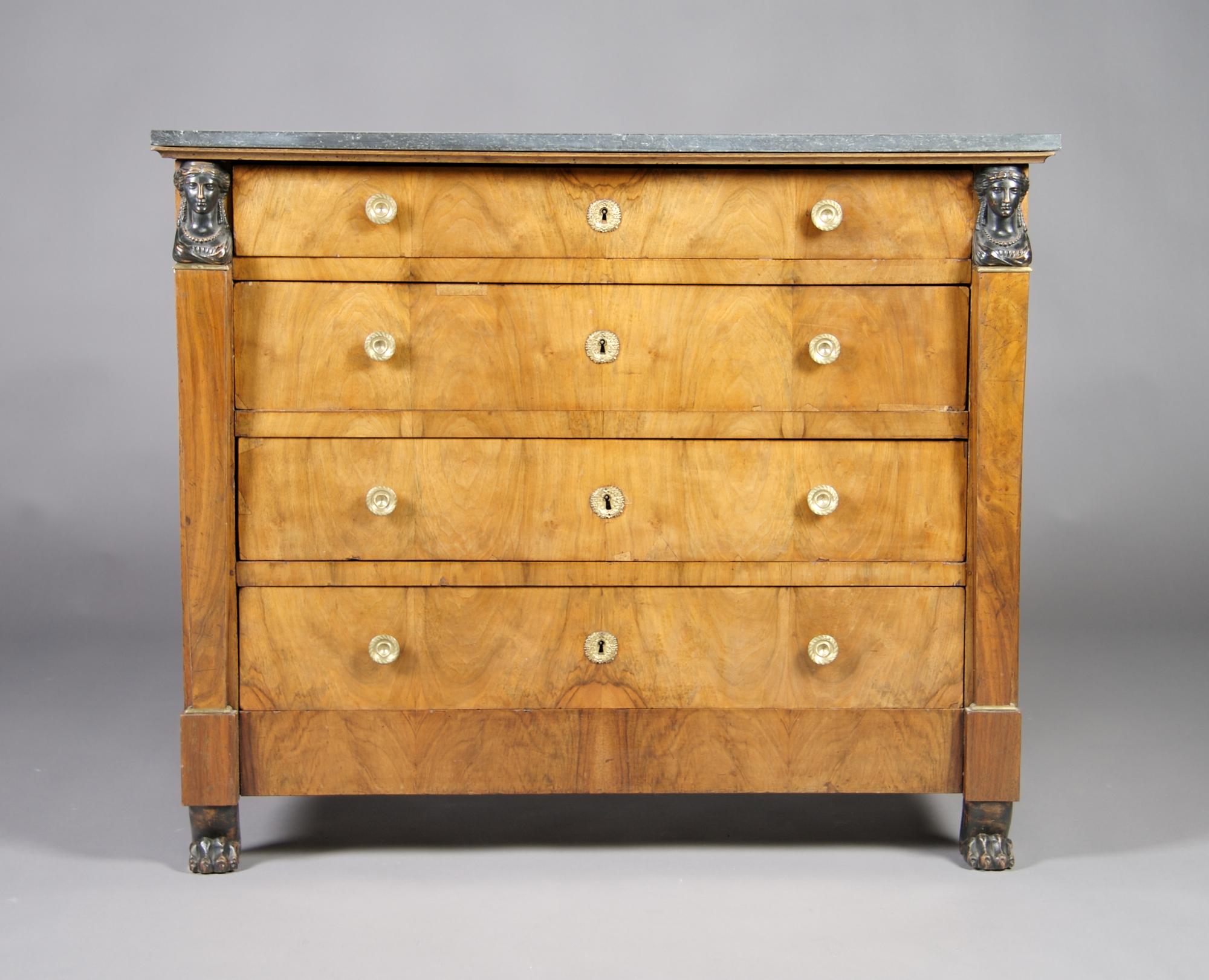 An Empire Mahogany Commode, Height 34 x width 41 x depth 19 inches.