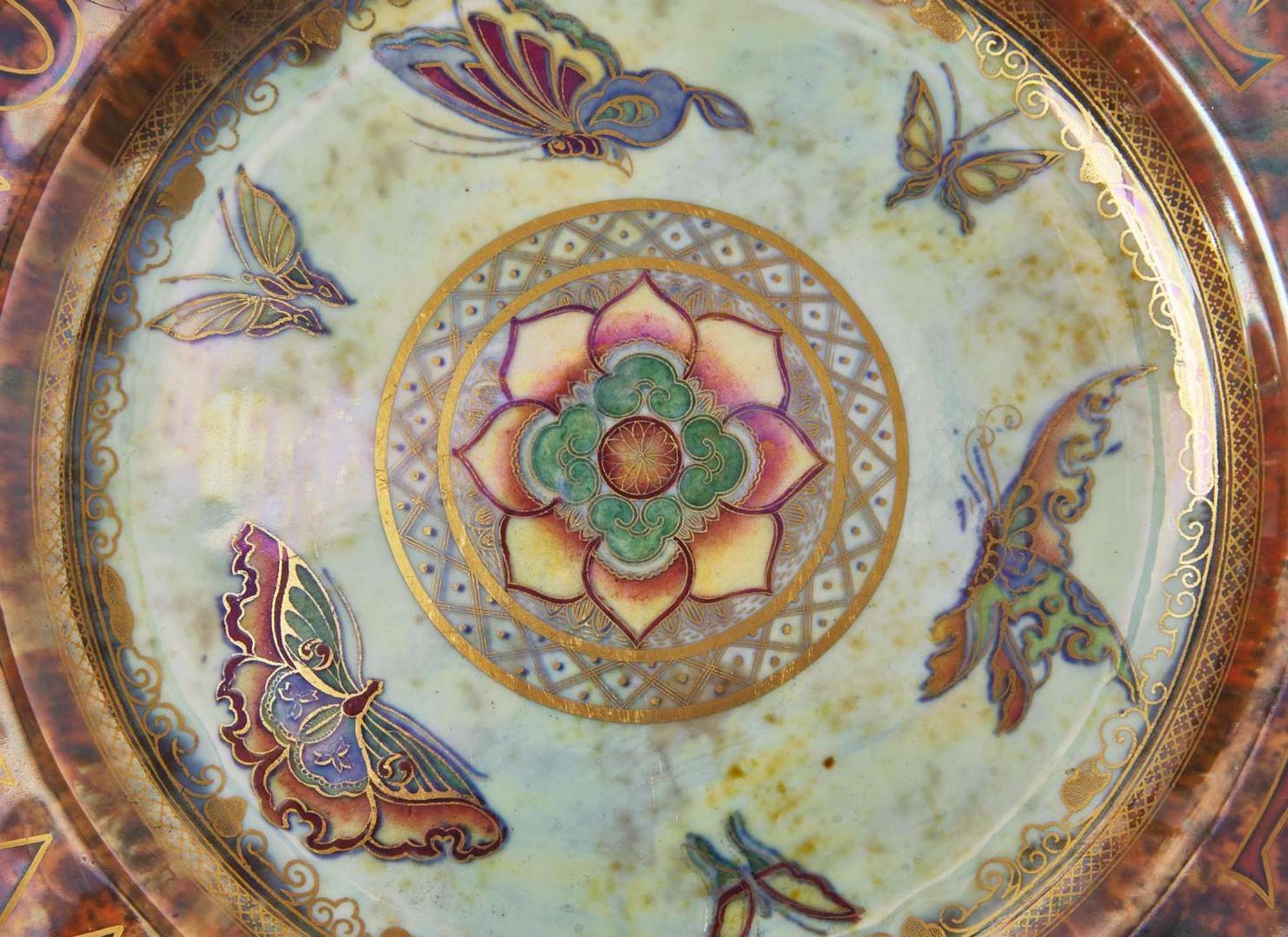 A Wedgwood Butterfly Lustre Advertising Plate, UK, 1910s