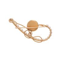 YELLOW GOLD, ESSEX CRYSTAL AND MULTIGEM FISH HOOK BROOCH