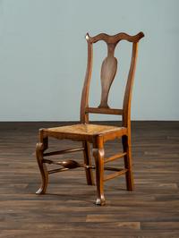A Queen Anne Maple Rush Seat Side Chair