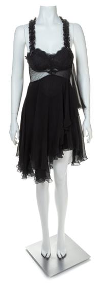 A Gianni Versace Black Sheer Silk Lingerie Dress, Size 42.