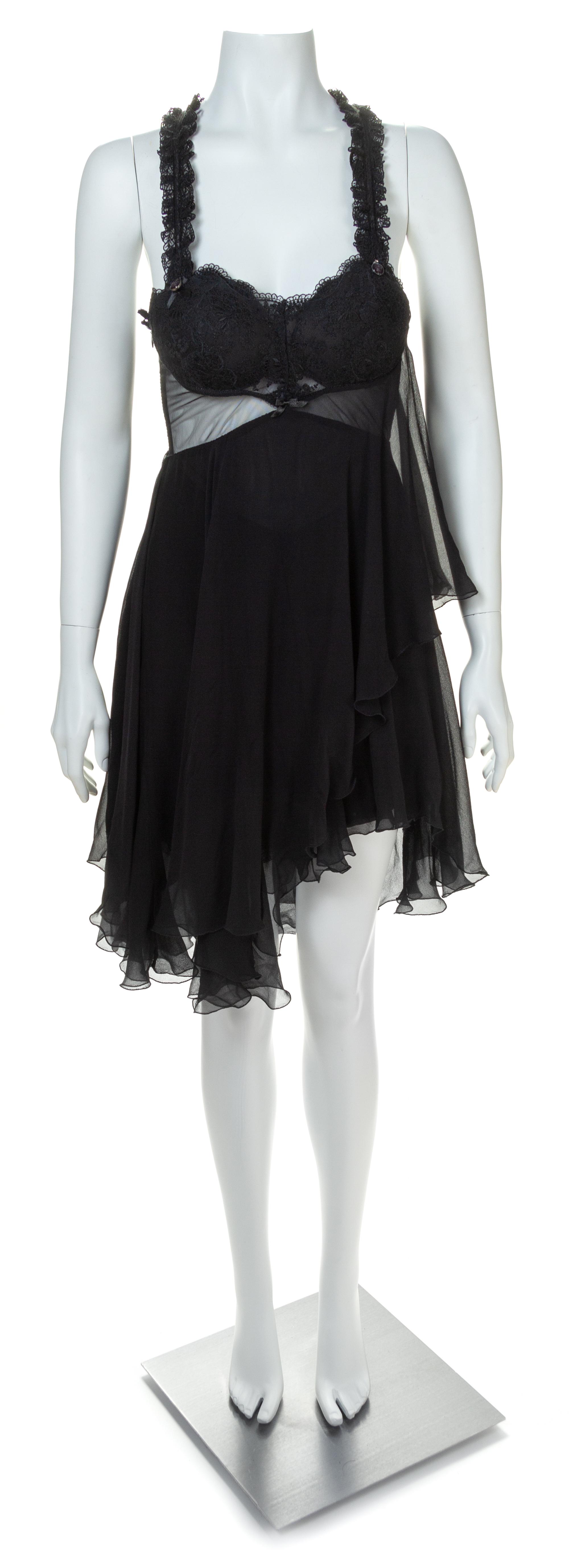 A Gianni Versace Black Sheer Silk Lingerie Dress, Size 42.