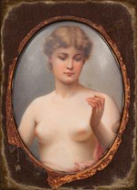 A German Painted Porcelain Plaque, after Friedrich Paul Thumann (German, 1834-1908)