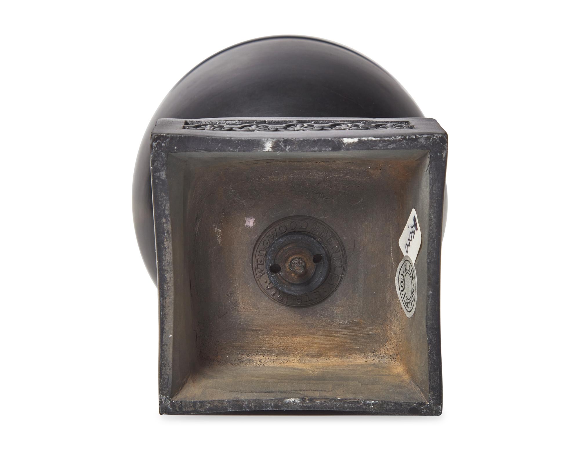 A Wedgwood & Bentley-Type Black Basalt Canopic Jar Candleholder