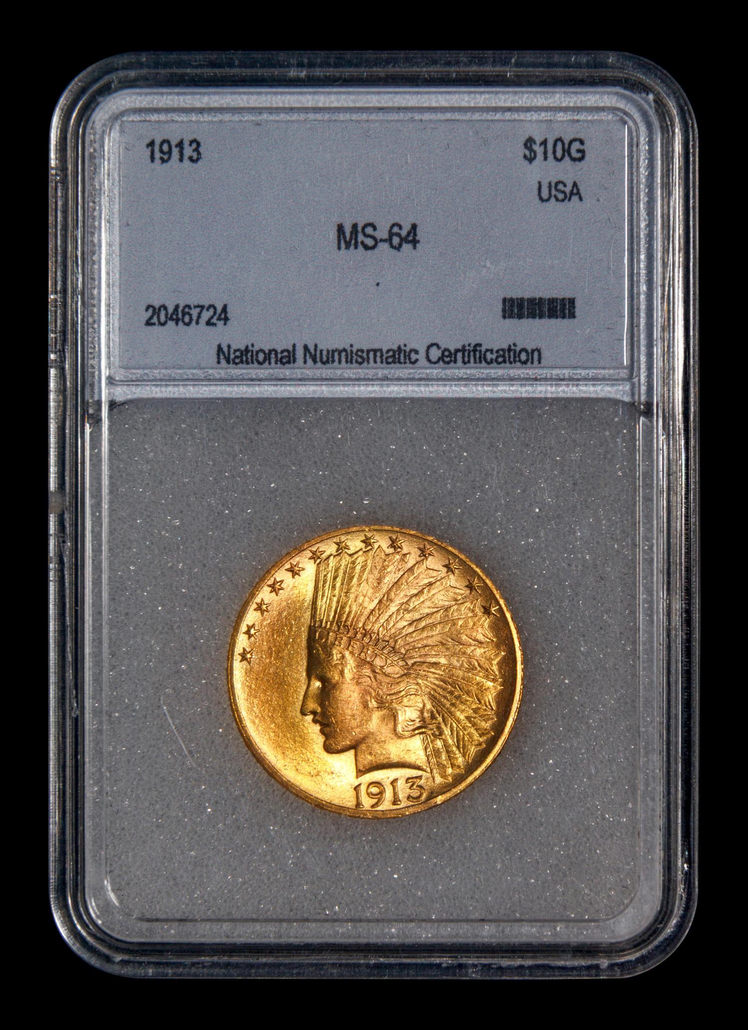 A 1913 Indian Head $10 Gold Coin