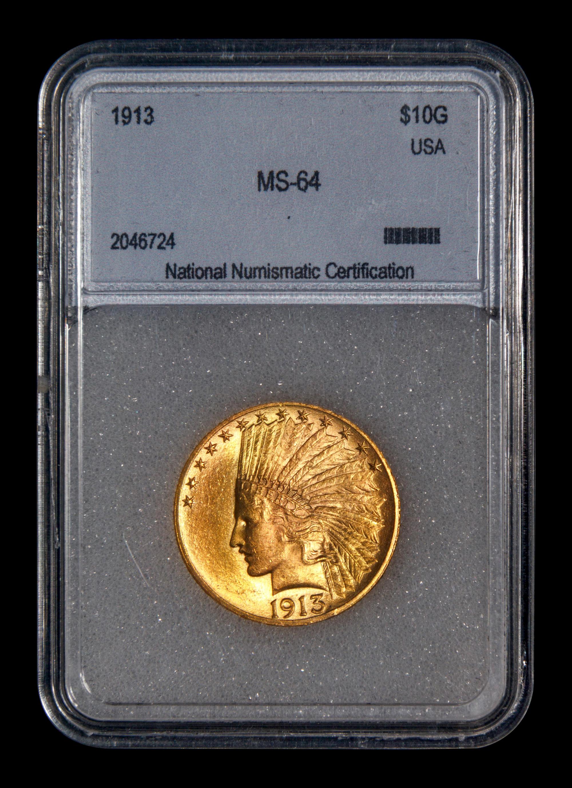 A 1913 Indian Head $10 Gold Coin